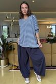 Made in Italy Perfect Breton V Long Sleeve Top Dark Denim - ** 